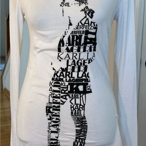 Karl Lagerfeld Graphic White Long Sleeve Shirt